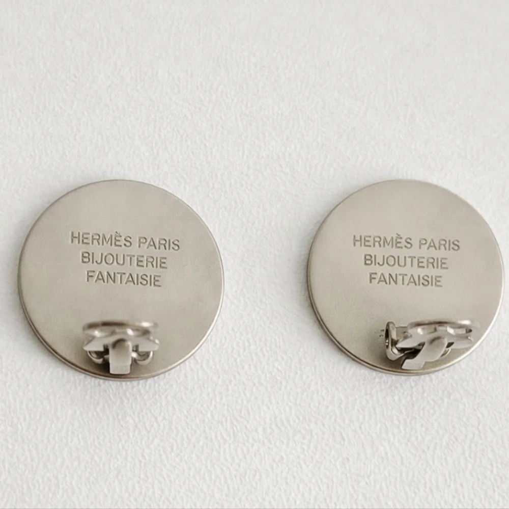 Hermès Clou de Selle Silver-tone Clip-on Earrings - Picture 4 of 6